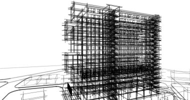 mimari çizimleri 3B illüstrasyon - illüstrasyon