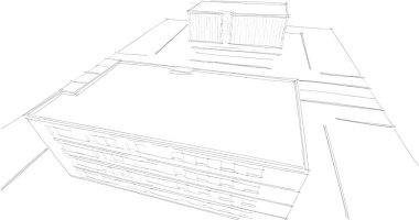 Binanın mimari 3d çizim çizim ev