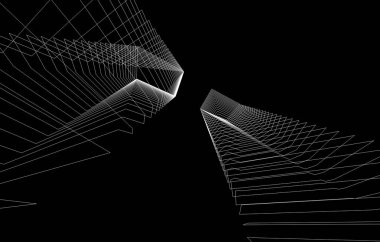 mimari çizimleri 3B illüstrasyon - illüstrasyon