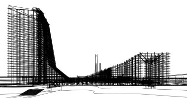 Binanın mimari 3d çizim çizim ev