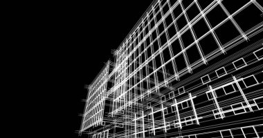 Binanın mimari 3d çizim çizim ev