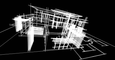 Ev kavramı kroki 3d çizim
