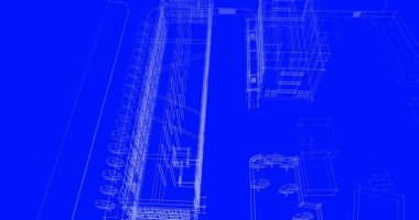 mimari çizimleri 3B illüstrasyon - illüstrasyon