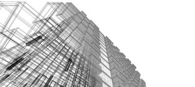 Binanın mimari 3d çizim çizim ev