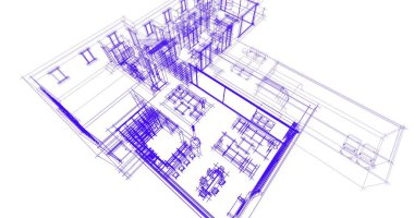 Ev kavramı kroki 3d çizim