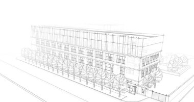 şehir mimarisi ve binalar 3D çizimi 