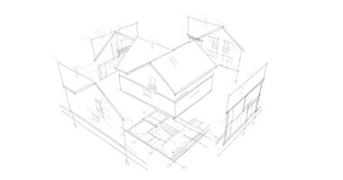 mimari çizimleri 3B illüstrasyon - illüstrasyon