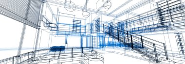 mimari çizimleri 3B illüstrasyon - illüstrasyon