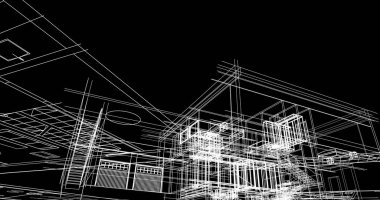 mimari çizimleri 3B illüstrasyon - illüstrasyon