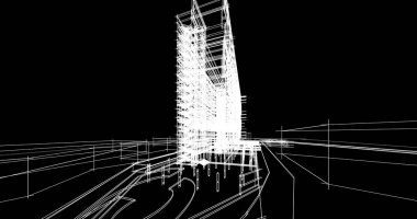 mimari çizimleri 3B illüstrasyon - illüstrasyon