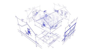 mimari çizimleri 3B illüstrasyon - illüstrasyon