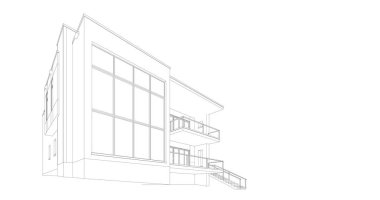 Arkaplanda mimari bina 3d illüstrasyon,