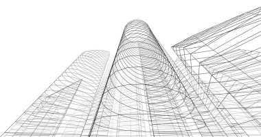 şehir mimarisi ve binalar 3D çizimi 