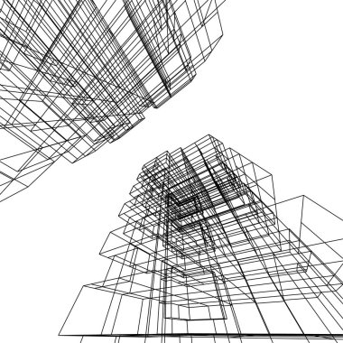 şehir mimarisi ve binalar 3D çizimi 
