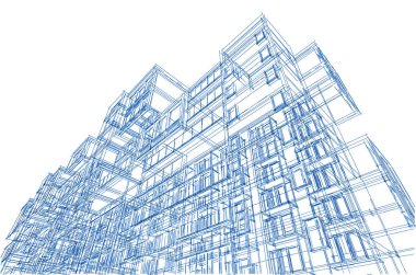 mimari çizimleri 3B illüstrasyon - illüstrasyon