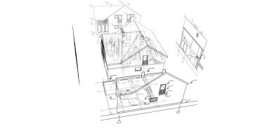 mimari çizimleri 3B illüstrasyon - illüstrasyon