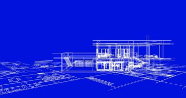 mimari çizimleri 3B illüstrasyon - illüstrasyon