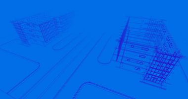 Binanın mimari 3d çizim çizim ev