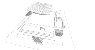 Ev kavramı kroki 3d çizim