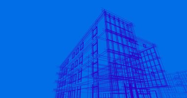 Binanın mimari 3d çizim çizim ev