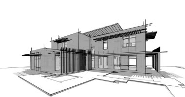 Ev kavramı kroki 3d çizim