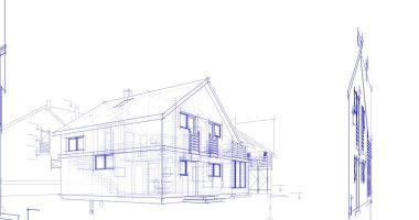 mimari çizimleri 3B illüstrasyon - illüstrasyon