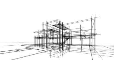 Ev kavramı kroki 3d çizim