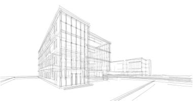 Binanın mimari 3d çizim çizim ev