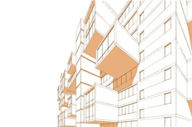 mimari çizimleri 3B illüstrasyon - illüstrasyon