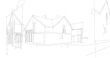 mimari çizimleri 3B illüstrasyon - illüstrasyon