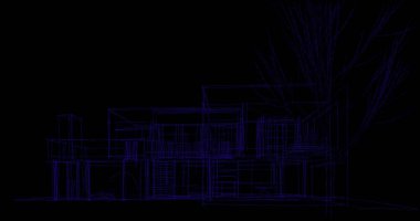 Binanın mimari 3d çizim çizim ev