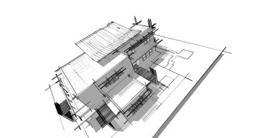 Ev kavramı kroki 3d çizim