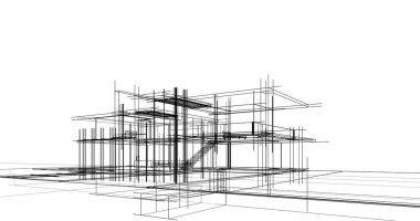 Ev kavramı kroki 3d çizim