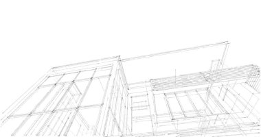 Arkaplanda mimari bina 3d illüstrasyon,