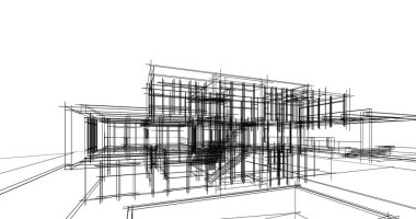 Ev kavramı kroki 3d çizim