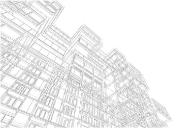 mimari çizimleri 3B illüstrasyon - illüstrasyon