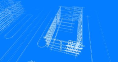 Binanın mimari 3d çizim çizim ev