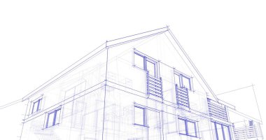 mimari çizimleri 3B illüstrasyon - illüstrasyon