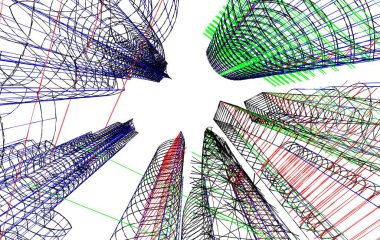 mimari çizimleri 3B illüstrasyon - illüstrasyon