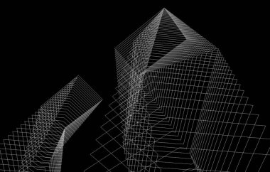 mimari çizimleri 3B illüstrasyon - illüstrasyon