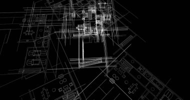 mimari çizimleri 3B illüstrasyon - illüstrasyon