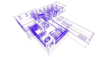 Ev kavramı kroki 3d çizim