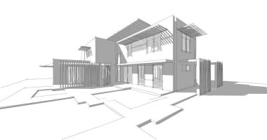 Ev kavramı kroki 3d çizim