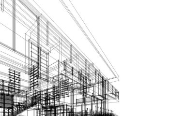 mimari çizimleri 3B illüstrasyon - illüstrasyon