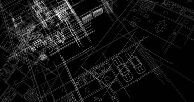 mimari çizimleri 3B illüstrasyon - illüstrasyon