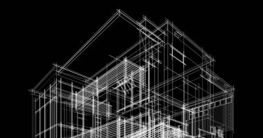 Ev kavramı kroki 3d çizim