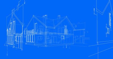 mimari çizimleri 3B illüstrasyon - illüstrasyon