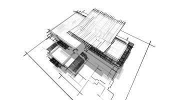 Ev kavramı kroki 3d çizim
