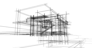 Ev kavramı kroki 3d çizim