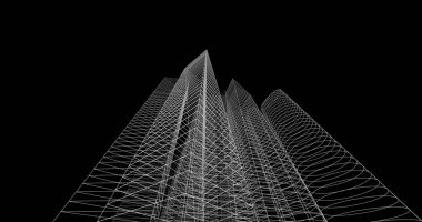 şehir mimarisi ve binalar 3D çizimi 